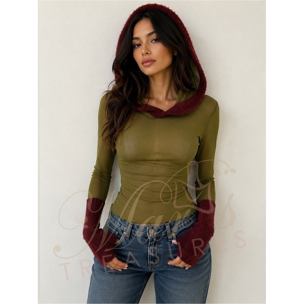 Miaou Mari Semi-Sheer Hoodie Fairy Grunge  Sz S